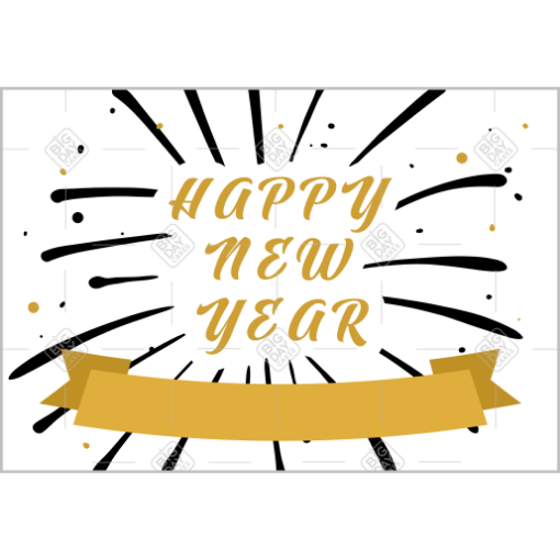 Happy New Year golden ribbon topper - landscape