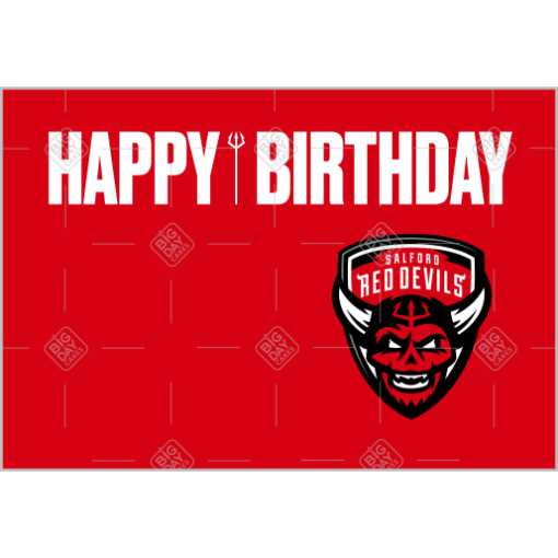 Salford Red Devils Happy Birthday cake topper - landscape